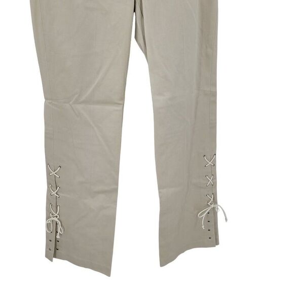 Vintage WHBM Mid Rise Bootcut Pants 2 Beige Hippie Lace Up Detail Boho USA - Picture 6 of 11